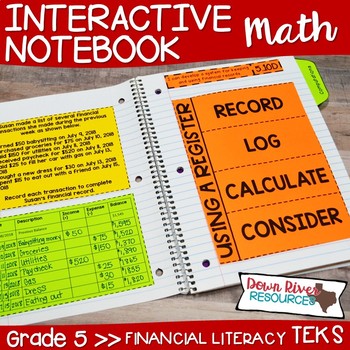 Preview of Fifth Grade Math Interactive Notebook: Personal Financial Literacy (TEKS)