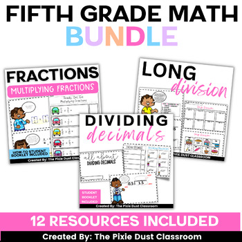 Preview of Fifth Grade Math Review Packets 5th Grade Math Center Worksheets BUNDLE