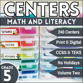 Fifth Grade Math & Literacy Centers Printable & Digital Ac