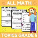 Fifth Grade Math Packet ALL TOPICS Worksheets Tests Quiz (