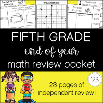 Preview of 5th Grade End of the Year Math Review [[NO PREP!]] Packet