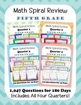 Preview of Fifth Grade Math Spiral Review: All Four Quarters for the Entire School Year!