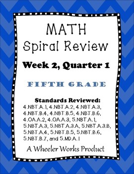 Preview of Fifth Grade Math Spiral Review, Quarter 1, Week 2