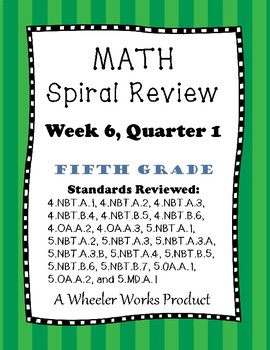 Preview of Fifth Grade Math Spiral Review, Quarter 1, Week 6