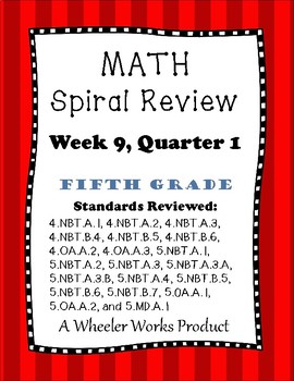 Preview of Fifth Grade Math Spiral Review, Quarter 1, Week 9