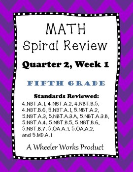Preview of Fifth Grade Math Spiral Review, Quarter 2, Week 1