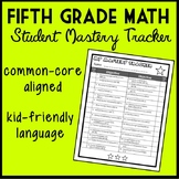 Fifth Grade Math Student Mastery Tracker, Common Core Alig