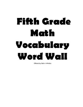 Preview of Fifth Grade Math Vocabulary Word Wall Cards