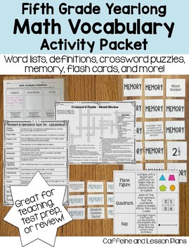 Preview of Fifth Grade Math Vocabulary Yearlong Activity Bundle