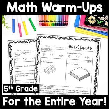 Preview of Daily Math Warm Ups 5th Grade, Word Problem Intervention Practice Worksheets