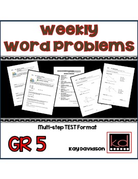 Preview of Fifth Grade Math: Weekly Word Problems for ILEARN Prep by Kay Davidson