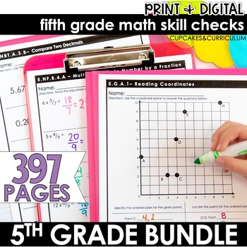 Preview of 5th Grade Math Worksheets for Fractions, Geometry, Measurement, Data and More