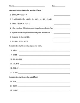 fifth grade math worksheets and quizzes by lovetoteach tpt