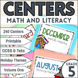 Fifth Grade Math and Literacy Centers | Includes Holidays | Hands-On Activities
