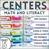 Fifth Grade Math and Literacy Centers | NO HOLIDAYS | Hand