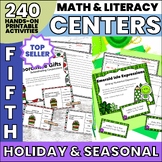 Fifth Grade Math Centers and Literacy Centers Hands On Act