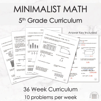 Preview of Fifth Grade Minimalist Math Curriculum