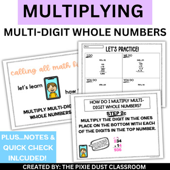 Preview of Fifth Grade Multi-Digit Multiplication Lesson and Worksheets