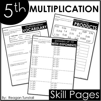Preview of Fifth Grade Multiplication Skill Pages