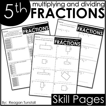 Preview of Fifth Grade Multiplying and Dividing Fractions Skill Pages