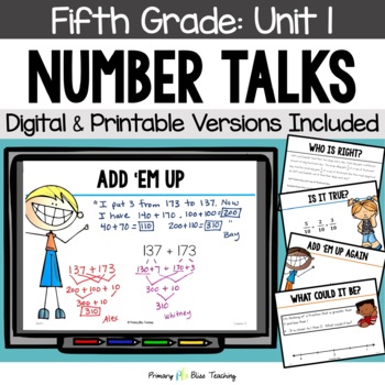 Preview of Fifth Grade Number Talks Unit 1 for Building Number Sense and Mental Math