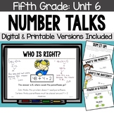 Fifth Grade Number Talks Unit 6 for Building Number Sense 