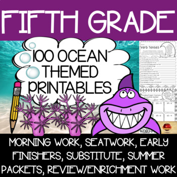 Preview of Fifth Grade Ocean Themed Worksheets {100 Standards Aligned Printables}
