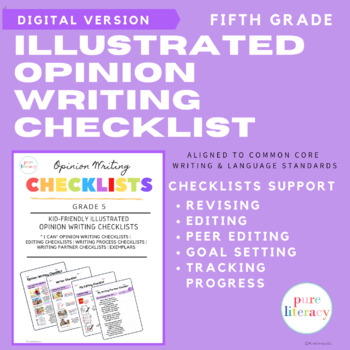 Preview of Fifth Grade Opinion Writing Checklist | Distance Learning | Google Classroom