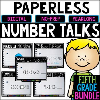 Preview of Fifth Grade PAPERLESS Number Talks- A YEARLONG BUNDLE