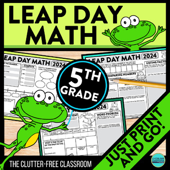 Preview of LEAP YEAR MATH ACTIVITY 2024 5th Grade Test Prep LEAP DAY Math Packet Worksheet