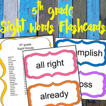 Fifth Grade Sight Words Flashcards English Spanish By Dressed