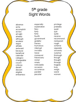 Fifth Grade Sight Words Flashcards + English & Spanish by Dressed In Sheets