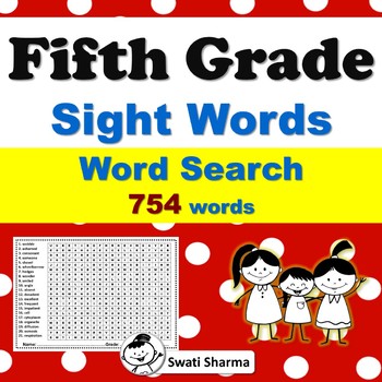 Preview of 36 Fifth Grade Sight Words Word Search Worksheets, Vocabulary Activities