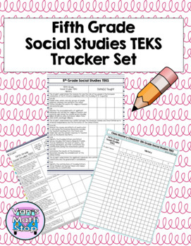 Preview of Fifth Grade Social Studies TEKS Tracker Set