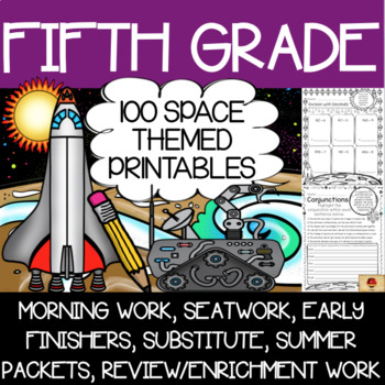 Preview of Fifth Grade Space Themed Worksheets {100 Standards Aligned Printables}