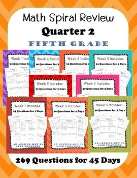 Preview of Fifth Grade Math Spiral Review, Quarter 2