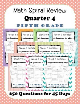 Preview of Fifth Grade Math Spiral Review, Quarter 4