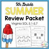Fifth Grade Summer Math SOL Review Packet (SOL 5.1-5.7)