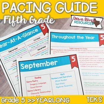 Preview of Fifth Grade TEKS Year Planner- Back to School-Texas 5th Curriculum Pacing Guide