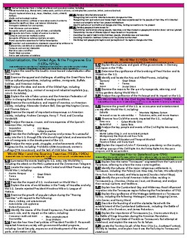 Preview of Fifth Grade TN Social Studies Standards Reference Sheets