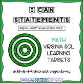 Fifth Grade Virginia SOLs I Can Statements for Math