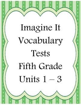 Preview of Fifth Grade Vocabulary Tests Imagine It Open Court Units 1 - 3