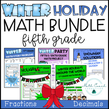 Preview of Fifth Grade Winter Holiday Math BUNDLE | 5th Grade Winter Fractions & Decimals