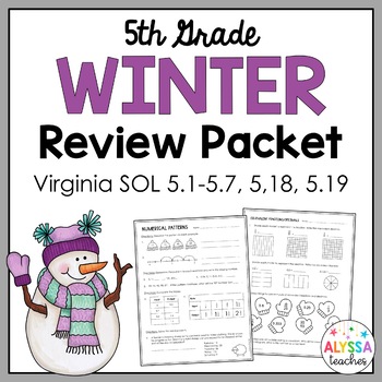 Preview of Fifth Grade Winter Math Review Packet (SOL 5.1-5.7, 5.18, 5.19)
