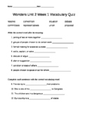Fifth Grade Wonders Unit 2 Vocabulary Quizzes/Assessments