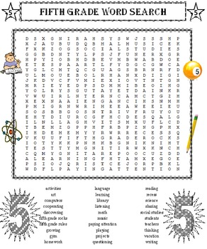 Preview of Fifth Grade Word Search Puzzle