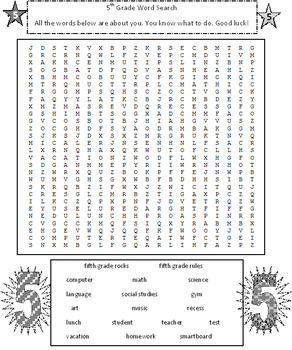 Fifth Grade Word Search Puzzle PLUS 50 States Word Search Puzzle (2