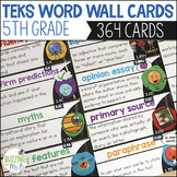 Fifth Grade RLA TEKS Word Wall Cards, TEKS aligned