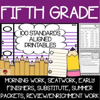 Preview of Fifth Grade Worksheets {100 Standards Aligned Printables}