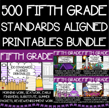 Preview of Fifth Grade Worksheets Bundle {500 Standards Aligned Printables}